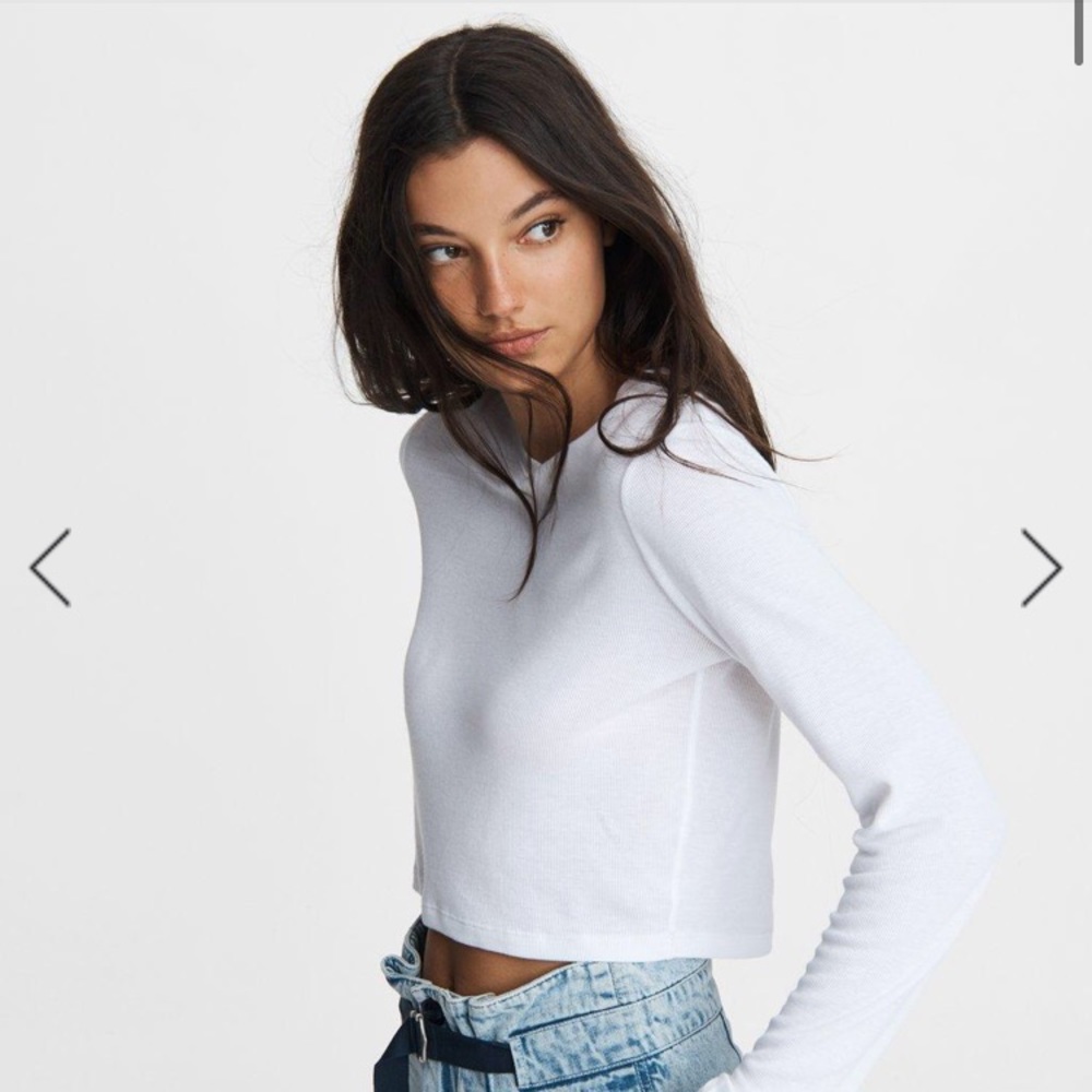rag & bone The Rib Cropped Long Sleeve Sz XS